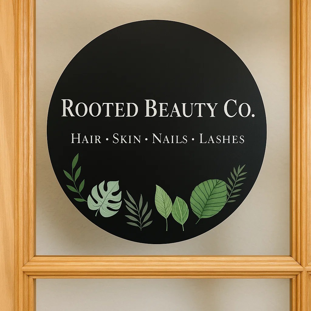 Rooted Beauty Co. door logo